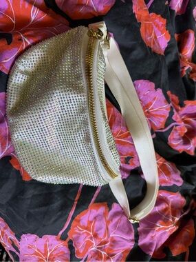 Stoney Clover Lane Iridescent Crystal White Fanny Bag with Gold Hardware